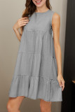 Casual Daily Solid Color Ruffle O Neck Sleeveless Dresses
