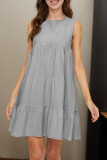 Casual Daily Solid Color Ruffle O Neck Sleeveless Dresses