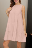 Casual Daily Solid Color Ruffle O Neck Sleeveless Dresses
