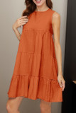 Casual Daily Solid Color Ruffle O Neck Sleeveless Dresses