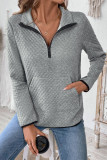 Casual Daily Solid Color Pocket Zipper Texture Turndown Collar Tops