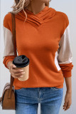 Casual Colorblock Patchwork Contrast Hooded Tops