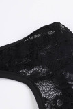 Sexy Solid Color Lace See-Through V Neck Skinny Jumpsuits