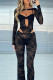 Sexy Solid Color Lace See-Through V Neck Skinny Jumpsuits