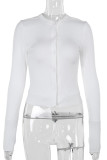 Casual Daily Solid Color Buttons O Neck Outerwear