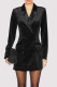 Sexy Solid Color Buttons Velvet Turn-back Collar Suit Dresses
