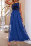 Prom Elegant Solid Color Sequins Mesh O Neck Evening Dresses
