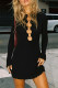 Sexy Street Solid Color Hollow Out O Neck Long Sleeve Dresses