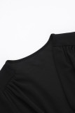 Sexy Solid Color Patchwork V Neck Waist Skirt Dresses
