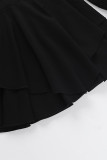 Sexy Solid Color Patchwork V Neck Waist Skirt Dresses