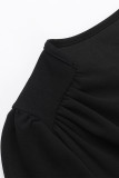 Sexy Solid Color Patchwork V Neck Waist Skirt Dresses