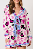 Daily Heart Shaped Bow Lace Up Ruffle Sleepwear