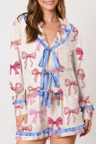 Daily Heart Shaped Bow Lace Up Ruffle Sleepwear