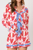 Daily Heart Shaped Bow Lace Up Ruffle Sleepwear
