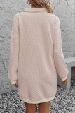 Casual Daily Solid Color Pocket Texture Turndown Collar Long Sleeve Dresses