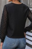 Casual Solid Color Lace Buttons Ruched V Neck Tops