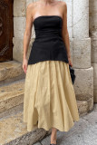 Casual Street Solid Color Zipper Strapless Sleeveless Two Pieces