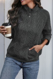 Casual Daily Solid Color Pocket Buttons Texture Turndown Collar Tops