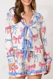 Daily Heart Shaped Bow Lace Up Ruffle Sleepwear