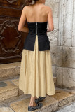 Casual Street Solid Color Zipper Strapless Sleeveless Two Pieces