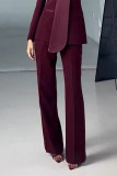 Casual Solid Color Patchwork Turn-back Collar Long Sleeve Two Pieces