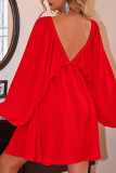 Sexy Solid Color Patchwork V Neck A Line Dresses