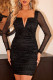 Sexy Party Solid Color Backless Sequined Mesh Square Neck Wrapped Skirt Dresses