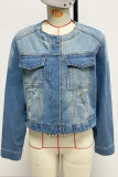 Casual Street Gradient Distressed O Neck Outerwear