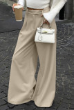 Casual Street Solid Color Patchwork Loose High Waist Wide Leg Solid Color Bottoms(No waist belt)