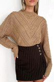 Casual Solid Color Jacquard O Neck Tops