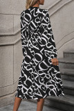 Casual Letters Buckle V Neck Waist Skirt Dresses