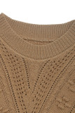 Casual Solid Color Jacquard O Neck Tops