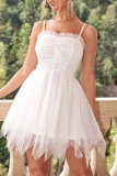 Sexy Prom Solid Color Irregular Mesh Evening Dresses