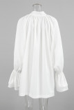 Elegant Solid Color Lace Up Buckle Ribbon Collar A Line Dresses