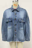 Casual Daily Gradient Color Pocket Contrast Turndown Collar Tops