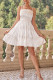 Elegant Solid Color Patchwork Ruffle Texture Square Neck Sling Dresses