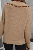 Casual Solid Color Lace Up V Neck Tops