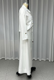 Casual Solid Color Lace Up Buttons Turndown Collar Long Sleeve Two Pieces