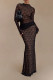 Sexy Solid Color Lace See-Through Half A Turtleneck Long Sleeve Two Pieces