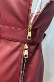 Sexy Solid Color Patchwork Metal Accessories Trim V Neck Sling Dresses