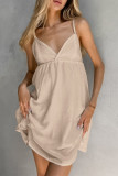Sexy Solid Color Lace Up Backless V Neck Sling Dresses