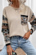 Casual National Totem Patchwork Weave O Neck Tops