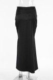 Elegant Solid Color Fishtail Regular High Waist Solid Color Bottoms