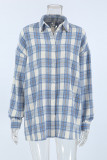 Street Plaid Patchwork Contrast Turndown Collar Tops