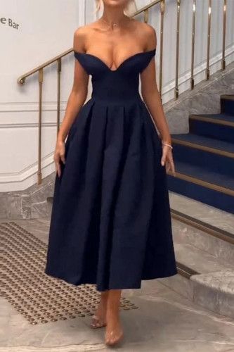 Sexy Solid Color V Neck Evening Dresses