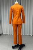 Casual Stripe Buttons Patchwork Turn-back Collar Long Sleeve Two Pieces