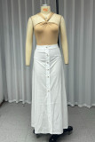 Casual Solid Color Buckle Halter Sleeveless Two Pieces