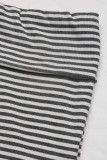 Casual Stripe Patchwork Contrast Strapless Sleeveless Two Pieces