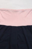 Casual Solid Color Patchwork Contrast Loose High Waist Wide Leg Solid Color Bottoms