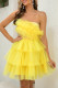 Sexy Solid Color Irregular Mesh Strapless Evening Dresses